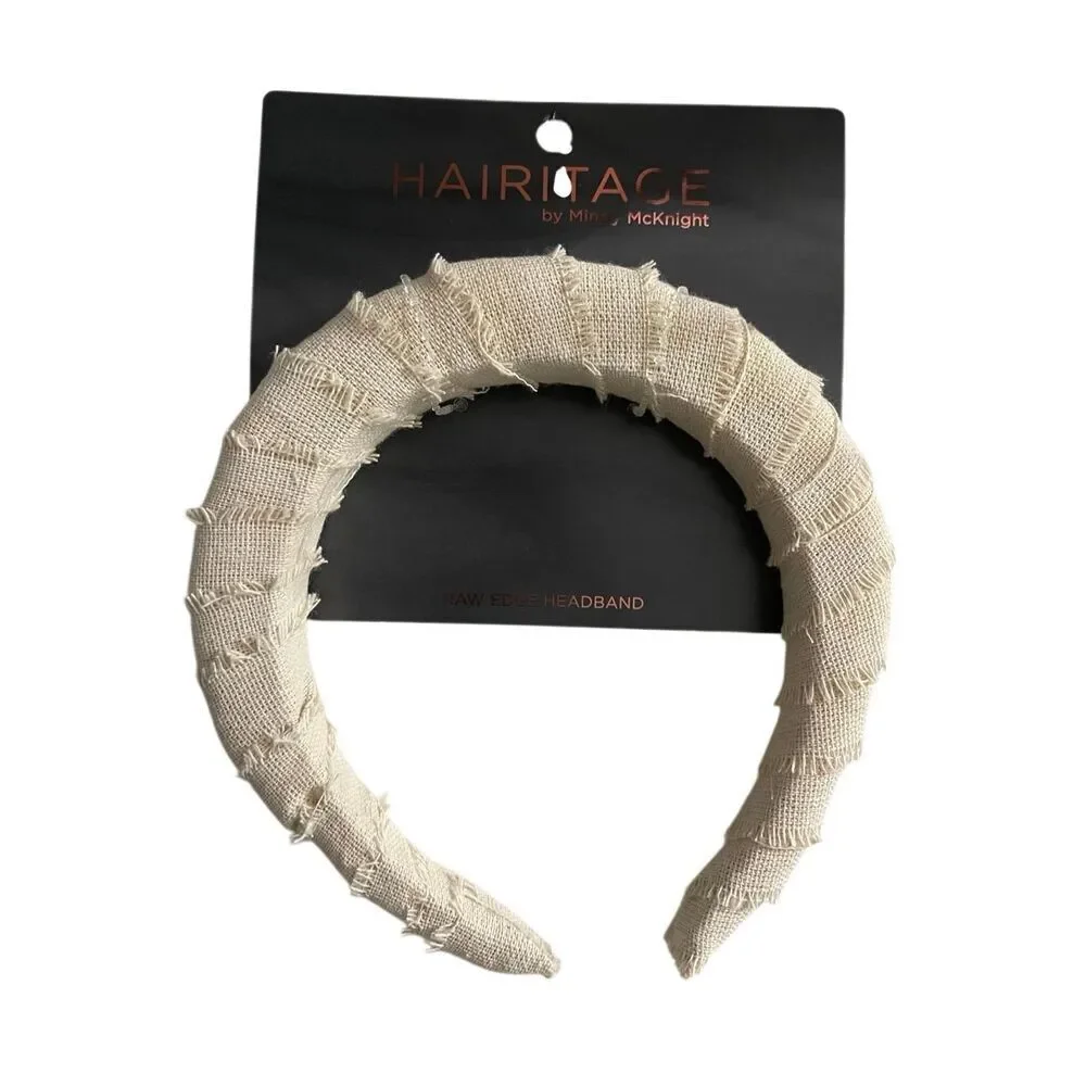 Hairitage by Mindy McKnight Raw Edge Headband Beige Linen Textured Boho Hairband